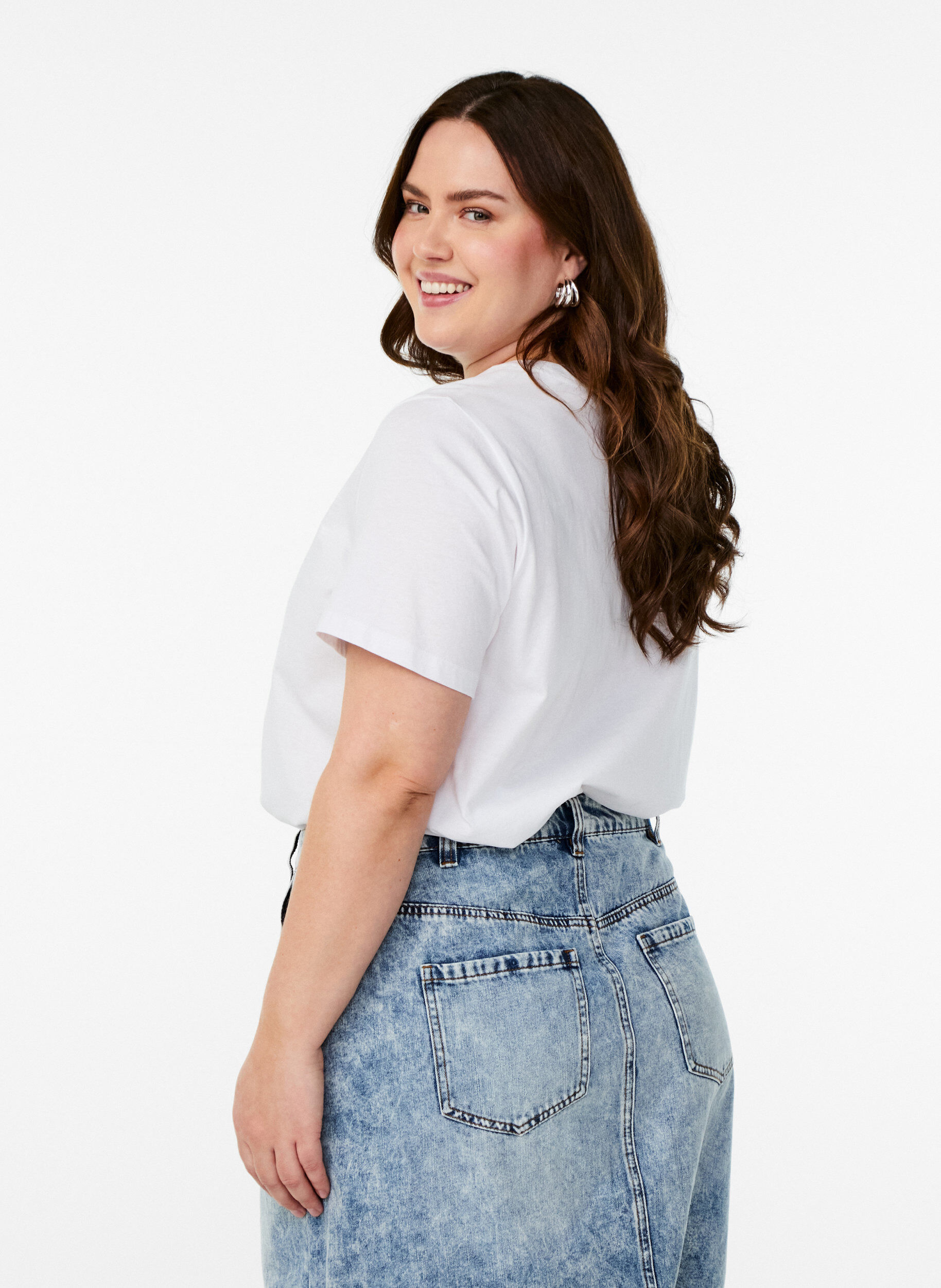 ZizziT-shirt met citrusprint, Wit, Model image number 2