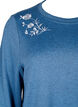 Blouse met bloemenborduursel en 3/4 mouwen, Copen Blue Melange, Packshot image number 2