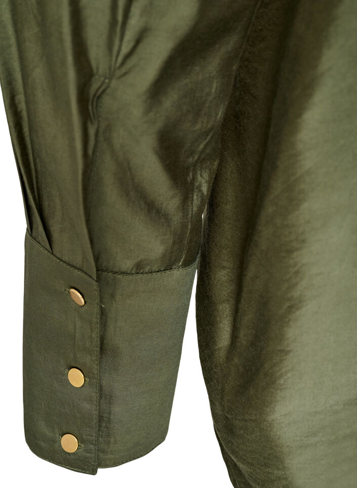 Viscose shirt met gouden knopen, Groen, Packshot image number 3