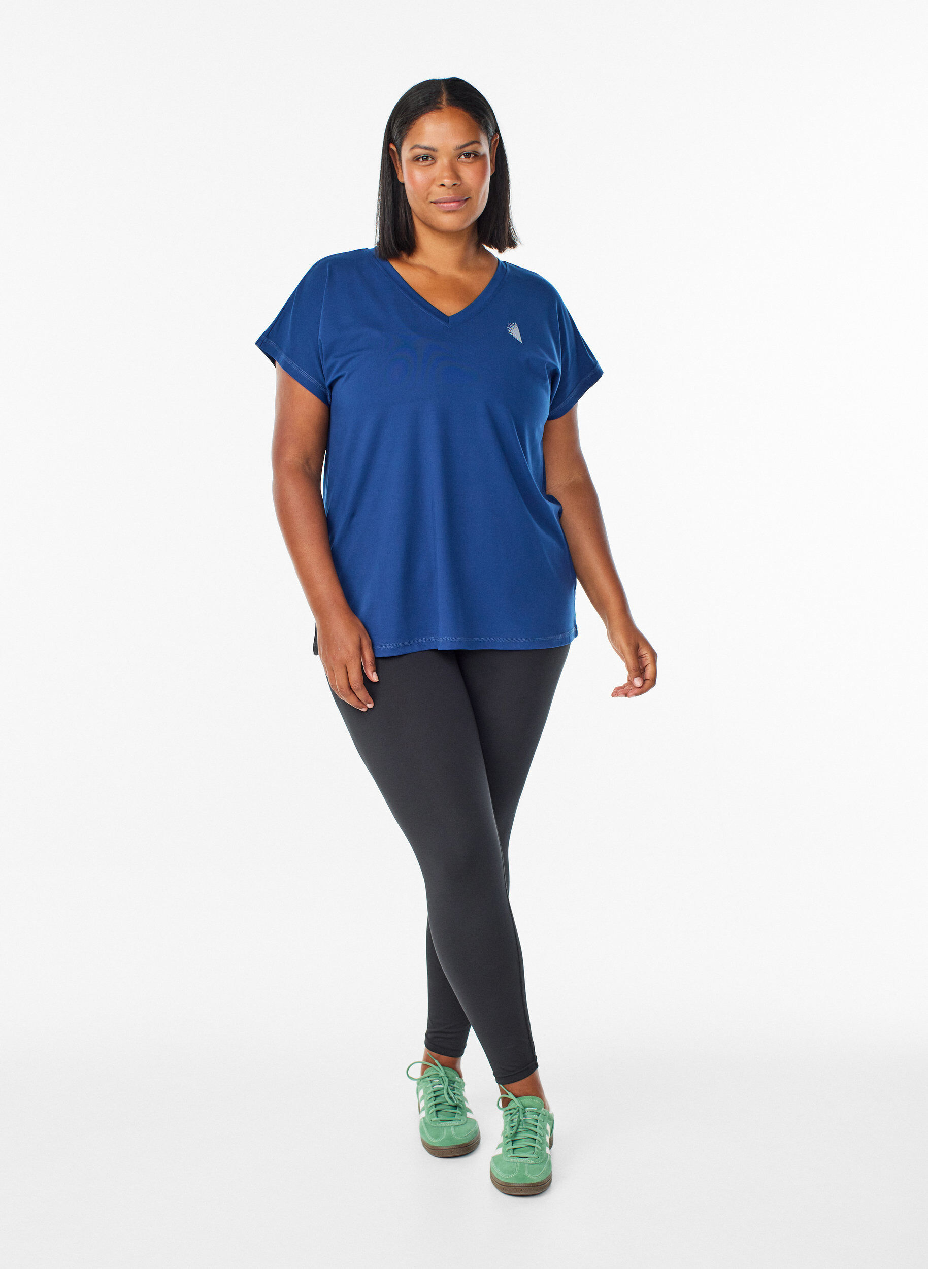 ZizziLosvallend sport T-shirt met V-hals, Blauw, Model image number 1