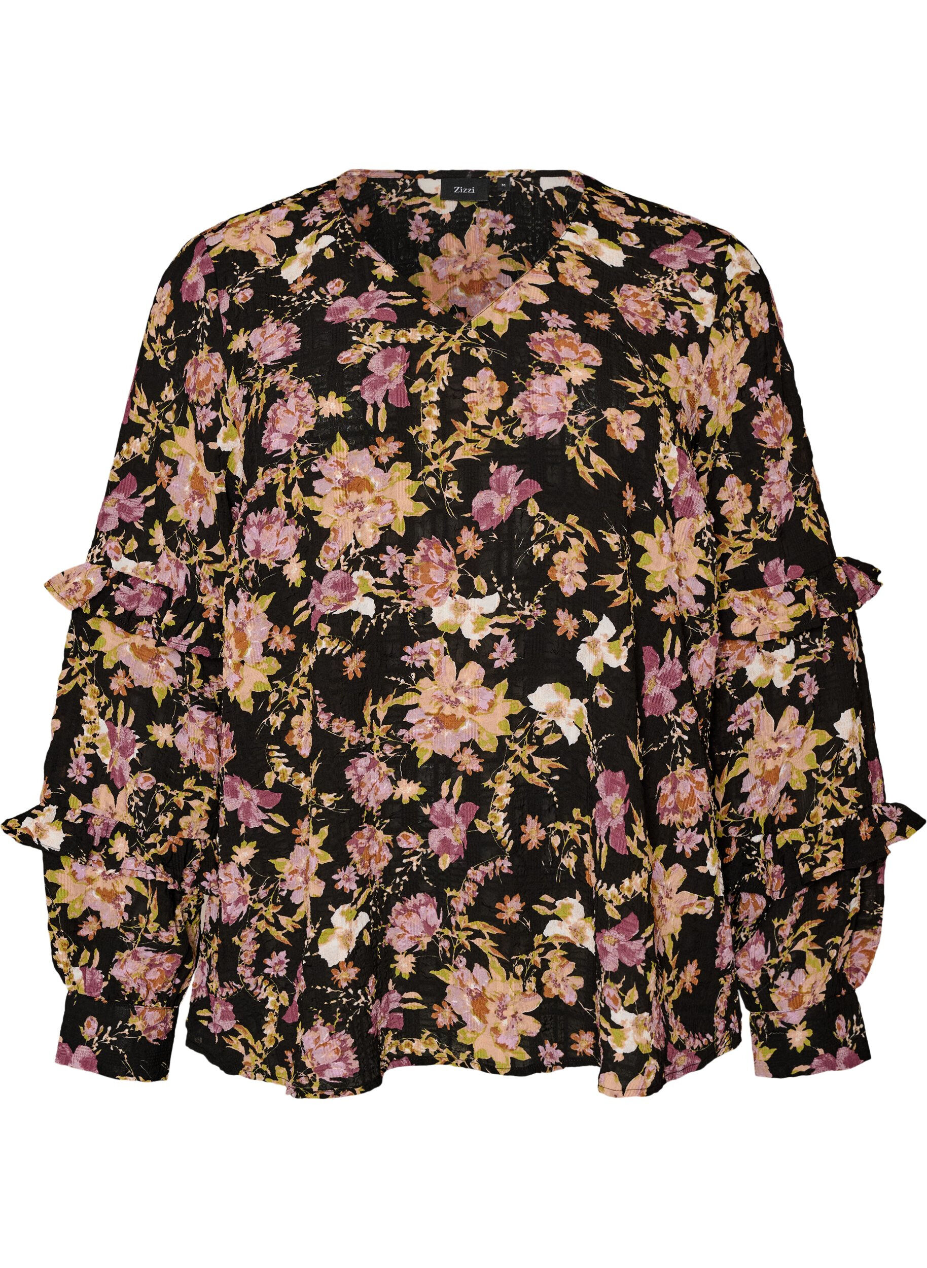 Blouse met bloemenprint en ruchesdetails