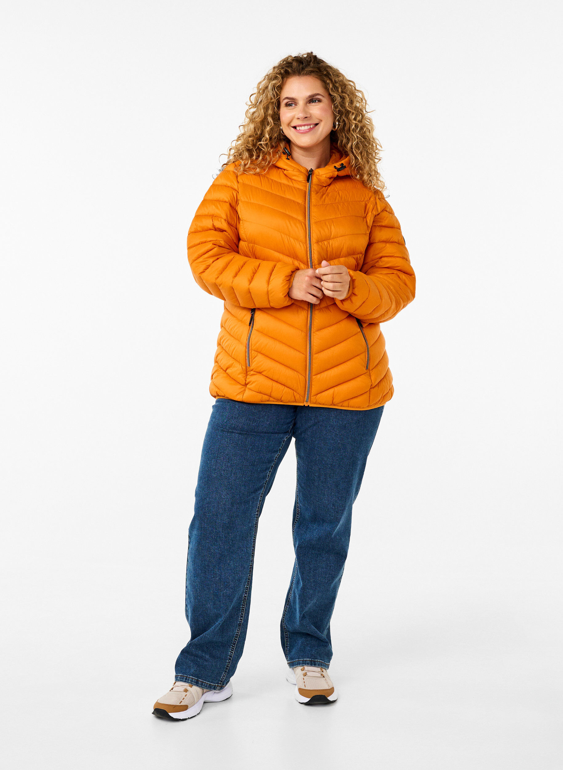 ZizziLichtgewicht jas met capuchon, Oranje, Model image number 1
