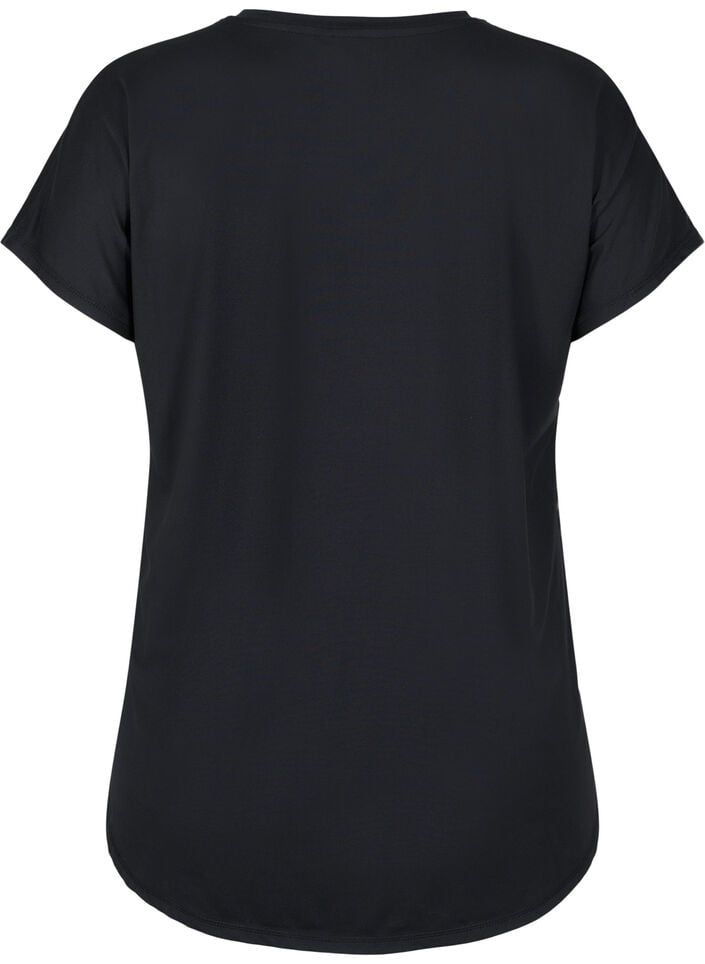 Sportief t-shirt met korte mouwen en v-hals, Black, Packshot