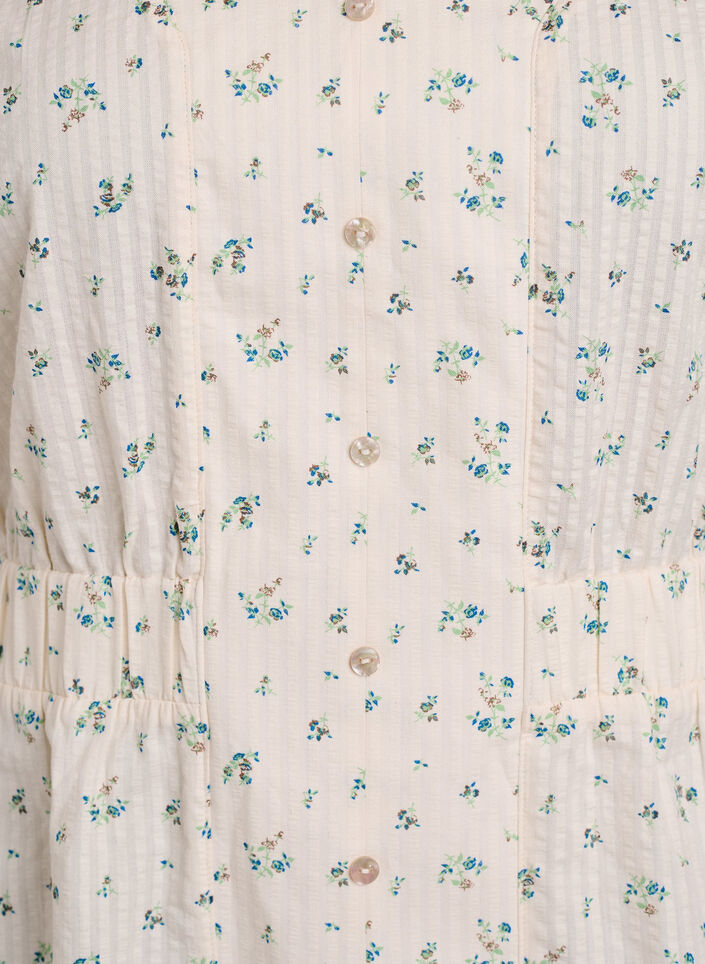 Midi-jurk met korte mouwen en een voorsplit, Wit, Packshot image number 2