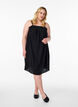 Korte viscose jurk met spaghettibandjes, Zwart, Model image number 1