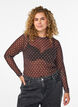 Mesh blouse met stippen, Bruin, Model image number 0