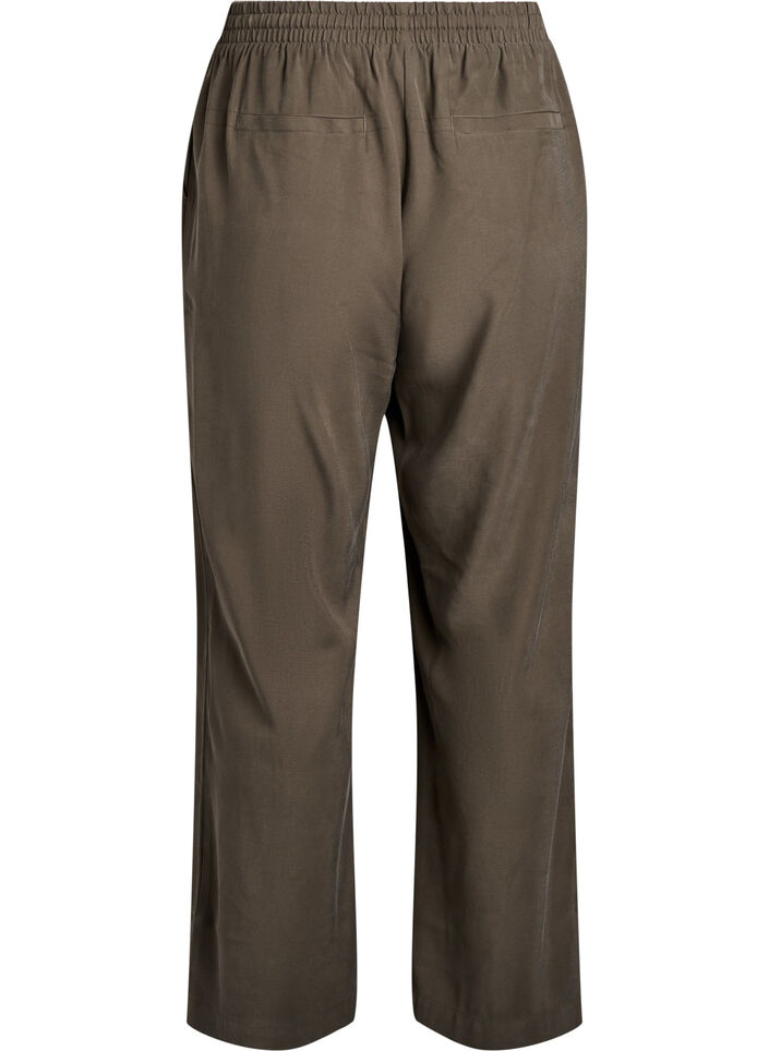 FLASH - Viscose broek met elastische tailleband, Groen, Packshot image number 1