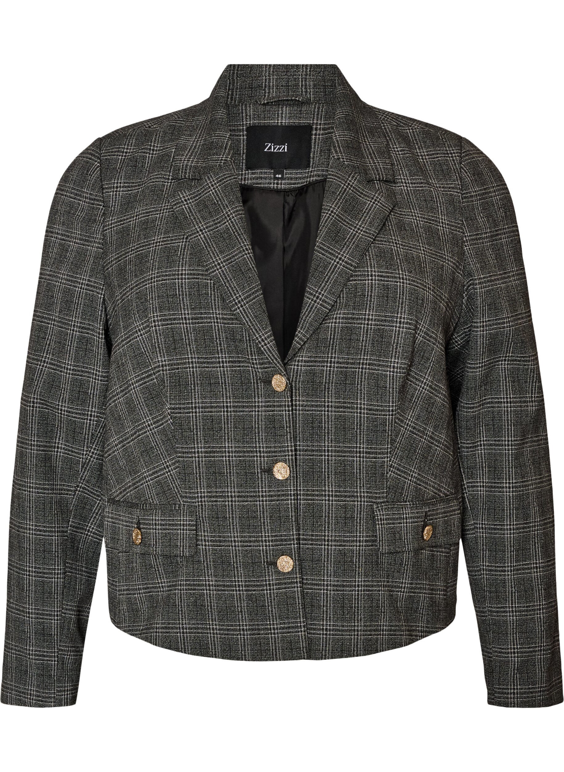 Korte blazer met een geruit patroon