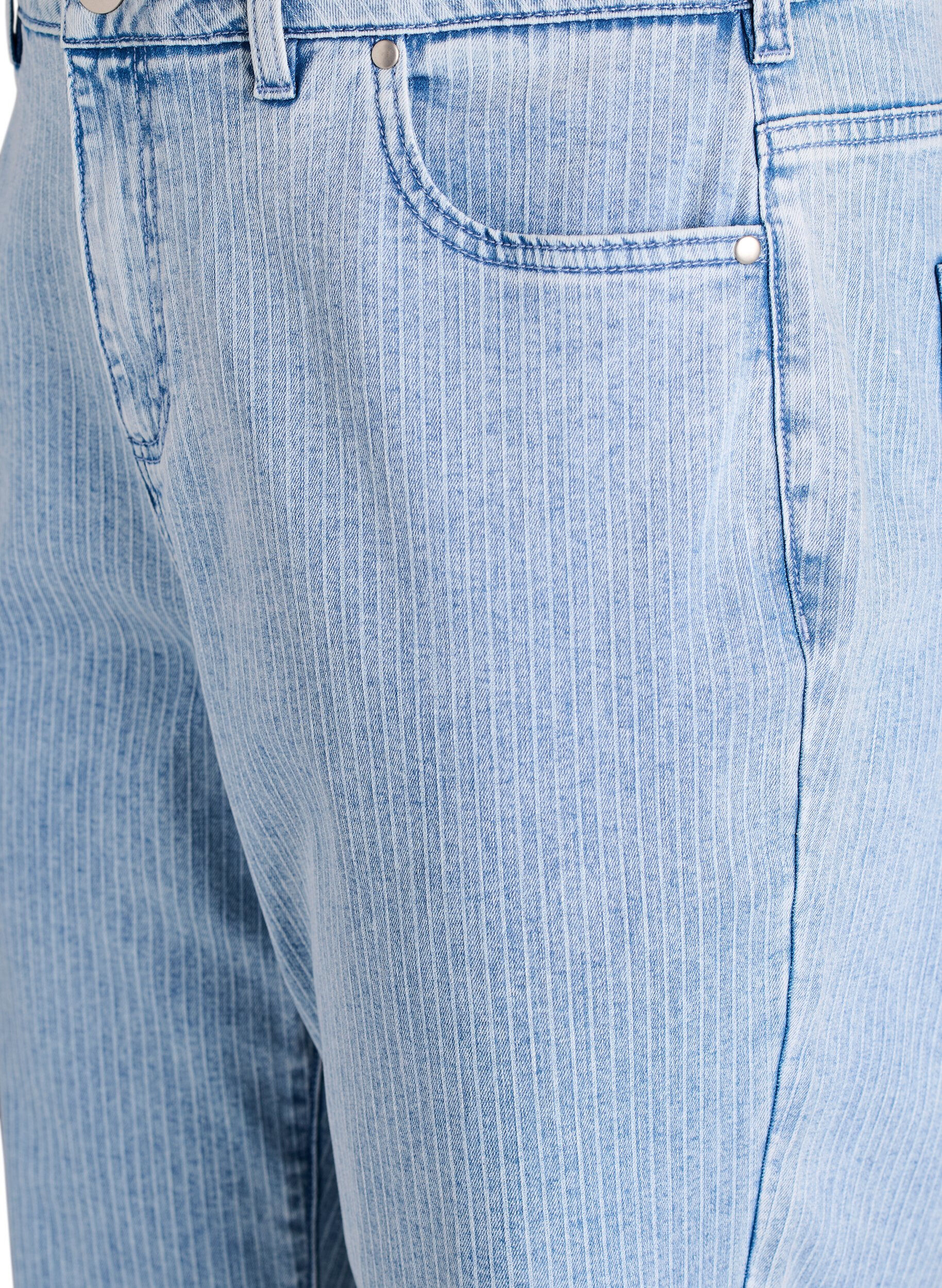 ZizziPinstripe Kiana jeans met straight-fit, Blauw, Packshot image number 2