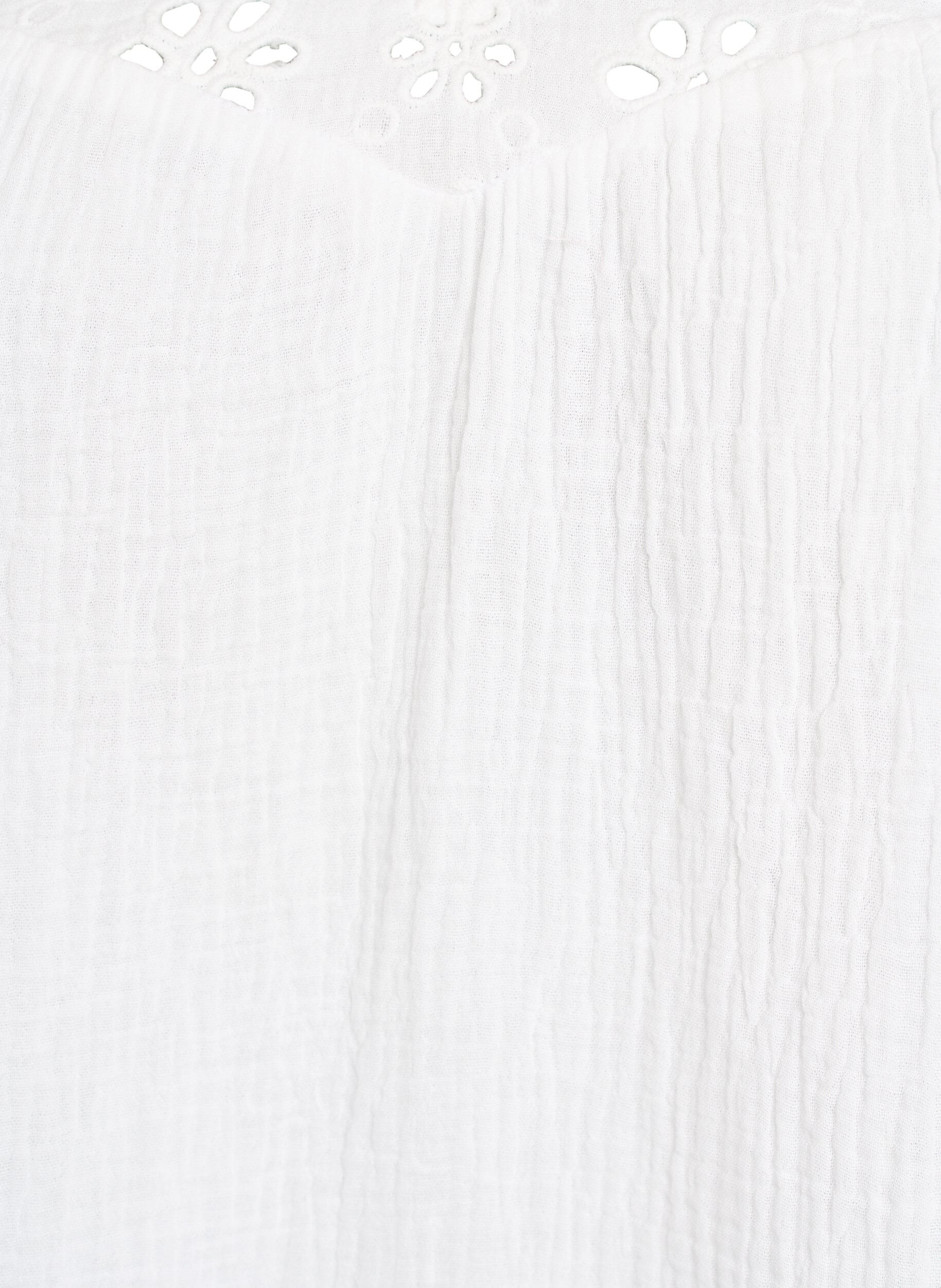 Zizzi Blouse en mousseline de coton avec broderie anglaise et manches 1/2, Blanc, Packshot image number 2