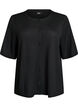 Blouse met korte mouwen, structuur en knoopsluiting, Zwart, Packshot image number 0