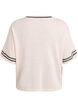 Blouse met korte mouwen met contrasterende strepen, Beige, Packshot image number 1