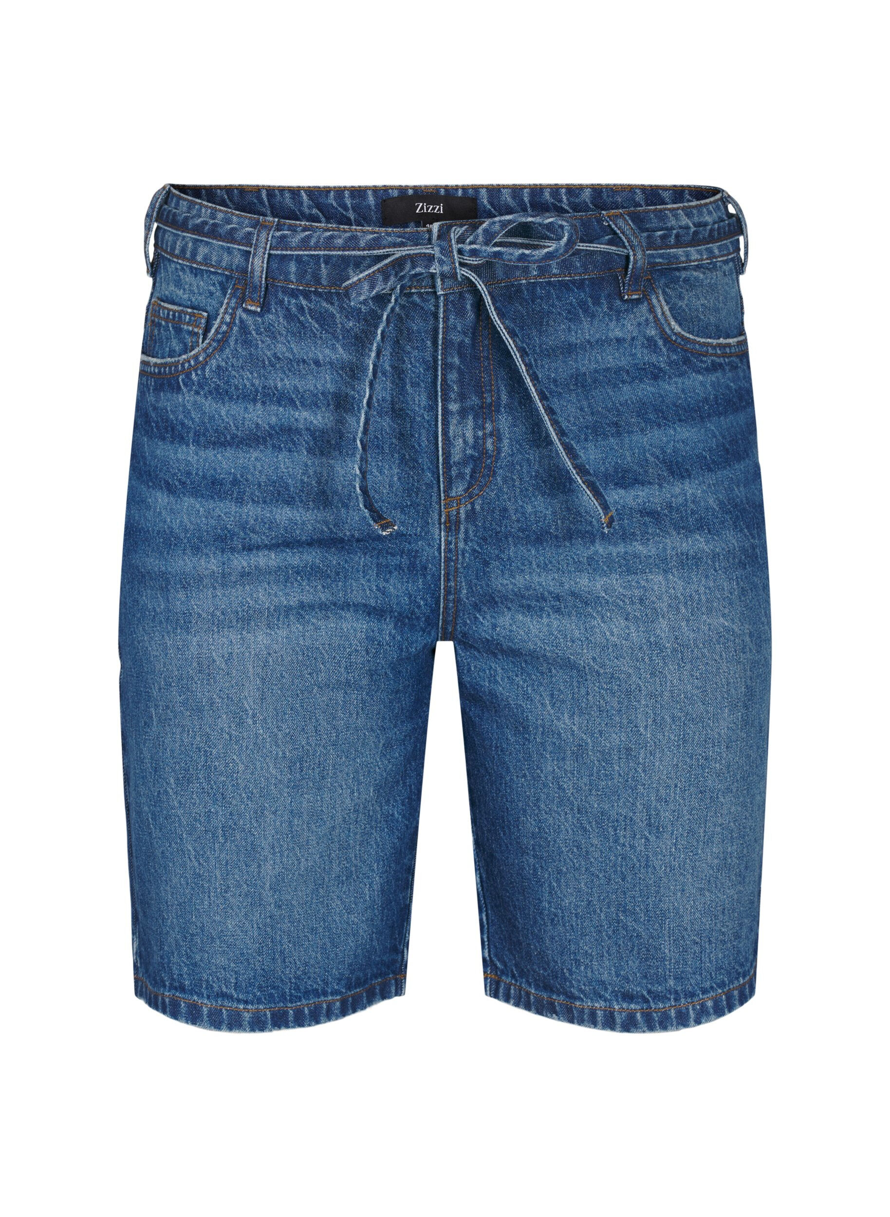 Strakke pasvorm denim shorts met strikriem