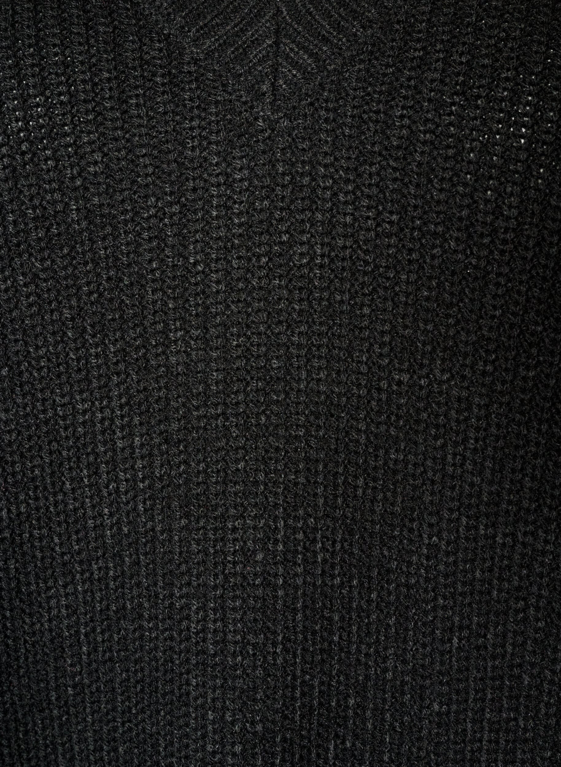 ZizziLange ribgebreide blouse met V-hals, Zwart, Packshot image number 2