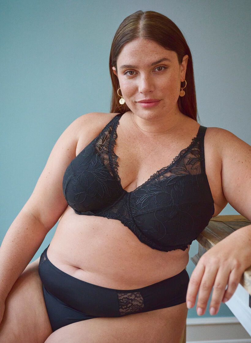 Set van 3 strings met kanten details, Zwart, Image image number 0