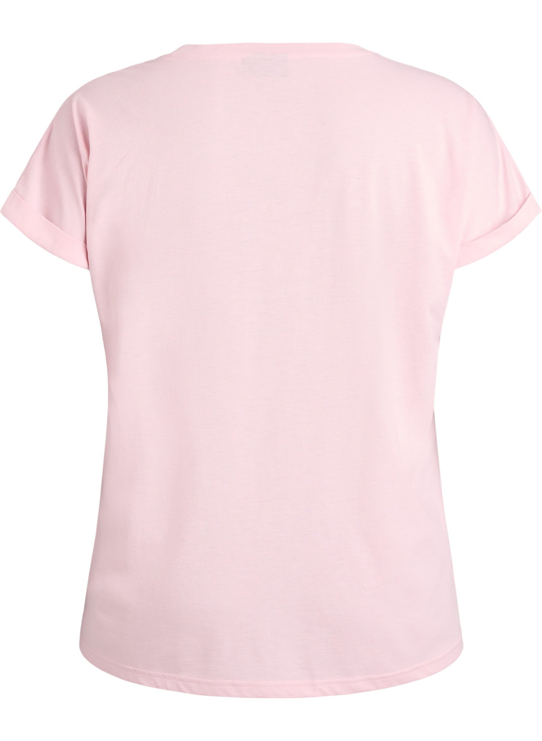ZizziT-shirt met korte mouwen in een katoenmix, Roze, Packshot image number 1