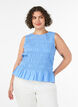 Smocktop met boothals en peplumzoom, Blauw, Model image number 0