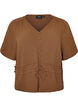 Blouse met textuur en een strik in de taille, Bruin, Packshot image number 0