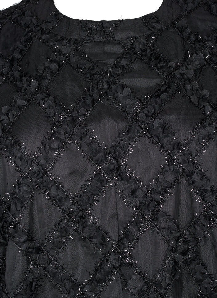 Korte gestructureerde jurk, Black, Packshot image number 2