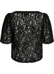 Kanten blouse met korte mouwen en V-hals, Zwart, Packshot image number 1