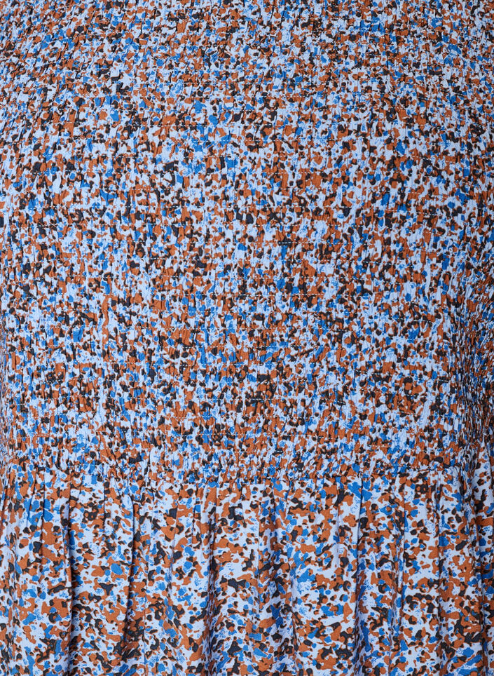 Viscose jurk met smock en een all-over patroon, Blauw, Packshot image number 2