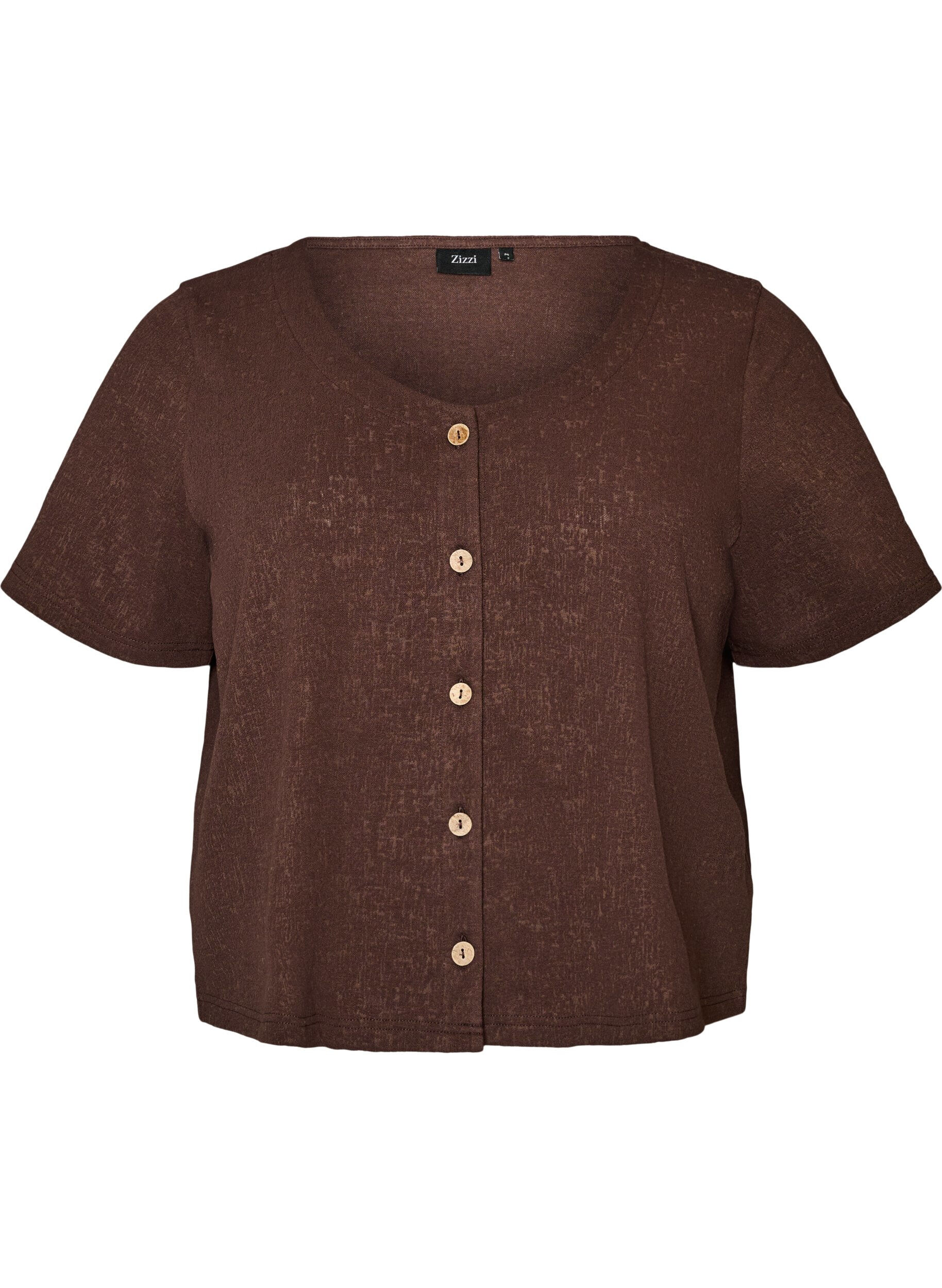 Katoenen blouse met structuur en knoopsluiting