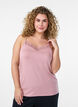 Top met kantdetail en spaghettibandjes, Roze, Model image number 0