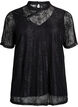 Kanten blouse met twistdetail en korte mouwen, Zwart, Packshot image number 0