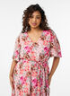 Chiffon maxi-jurk met een V-hals en ruches aan de zoom, Roze, Model image number 2