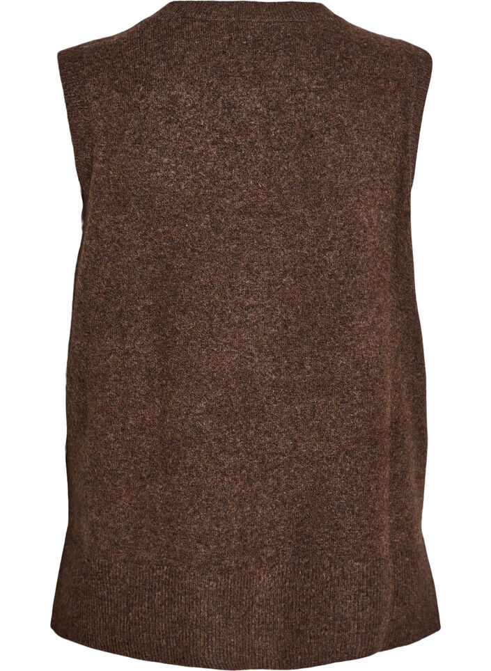 Gebreid vest met geribbelde randen, Bruin, Packshot image number 1