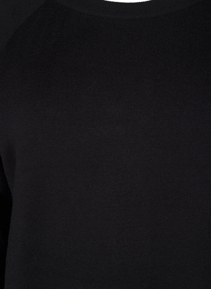 Robe en maille avec col rond &agrave; fente, Noir, Packshot image number 2