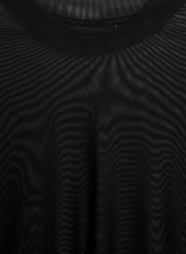 Mesh blouse met korte mouwen, Zwart, Packshot image number 2