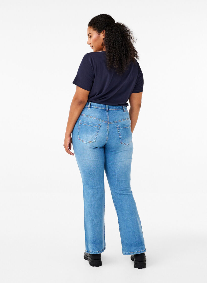 Ellen bootcut jeans met hoge taille, Blauw, Model image number 1