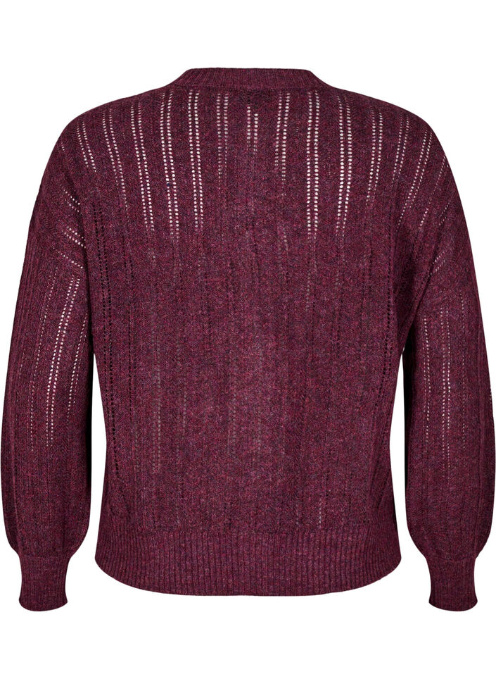 Gebreide cardigan met opengewerkt patroon, Fig Mel., Packshot