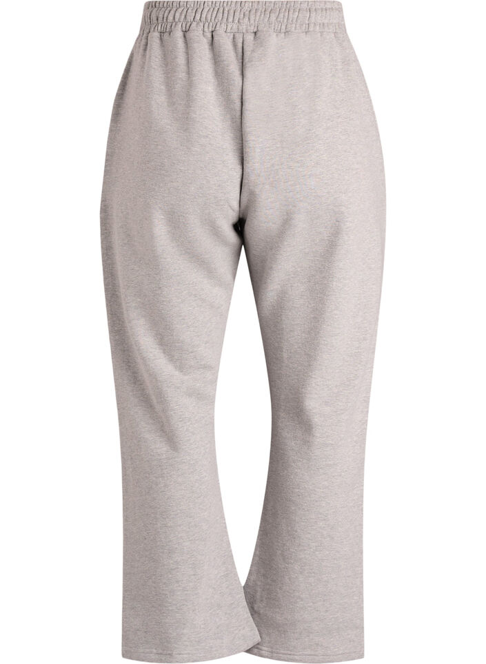 Joggingbroek met hoge taille en geborstelde binnenkant, Grijs, Packshot image number 1
