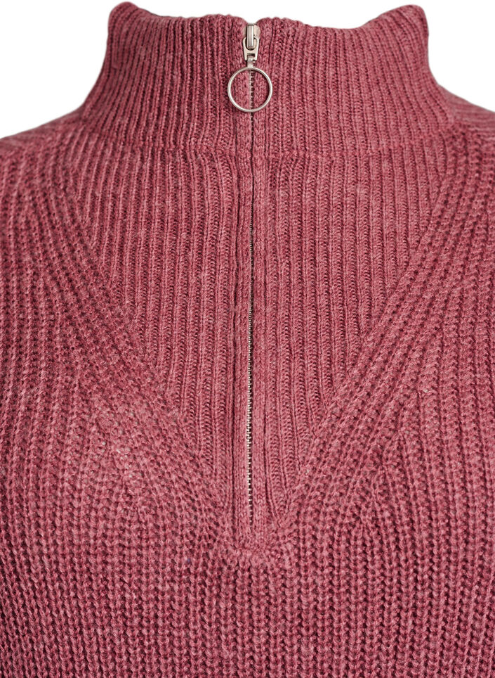 FLASH - Korte gebreide jurk met hoge hals, Roze, Packshot image number 2