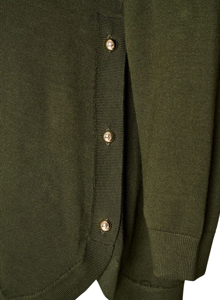 Gebreide blouse met knopen aan de zijkant, Groen, Packshot image number 3