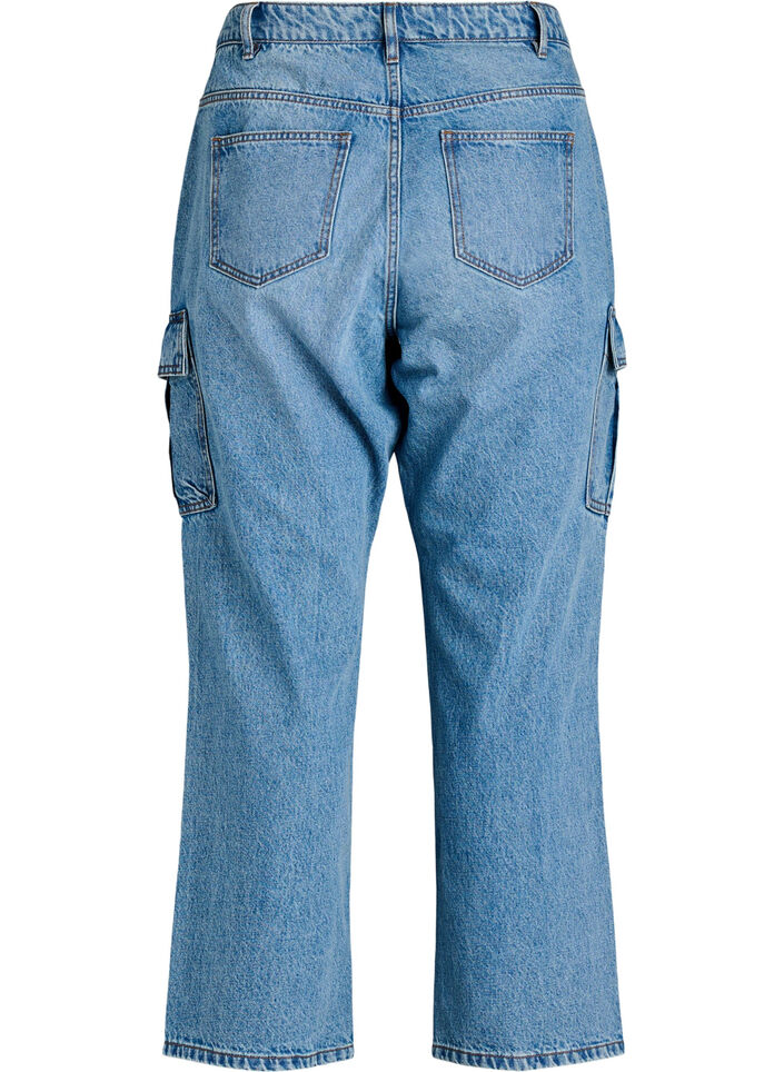 Losse pasvorm cargo jeans met hoge taille, Light Blue, Packshot