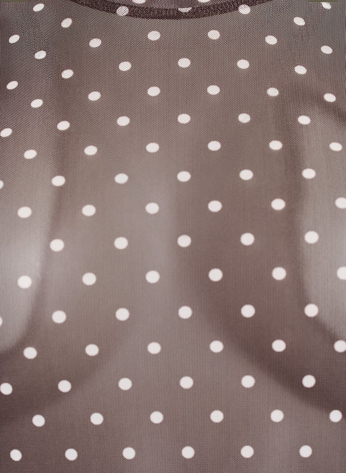 Mesh blouse met stippen, Bruin, Packshot image number 2