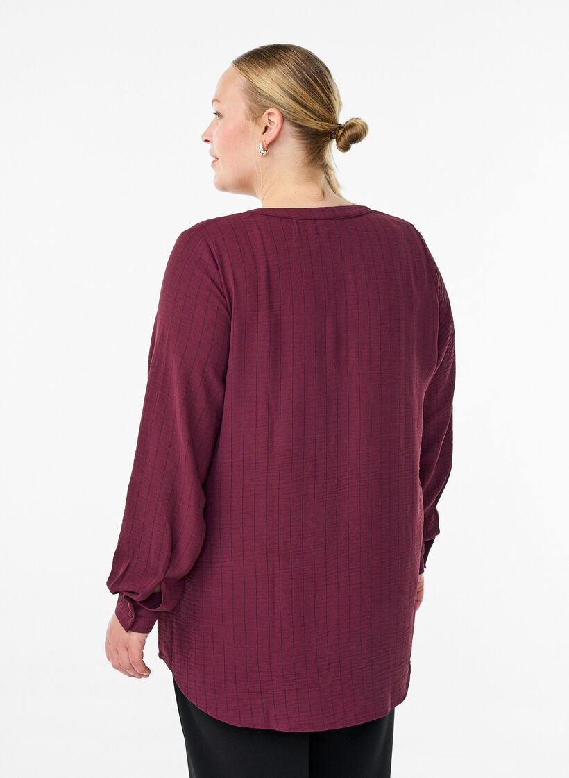 FLASH - Streepjes overhemdblouse, Rood, Model image number 2