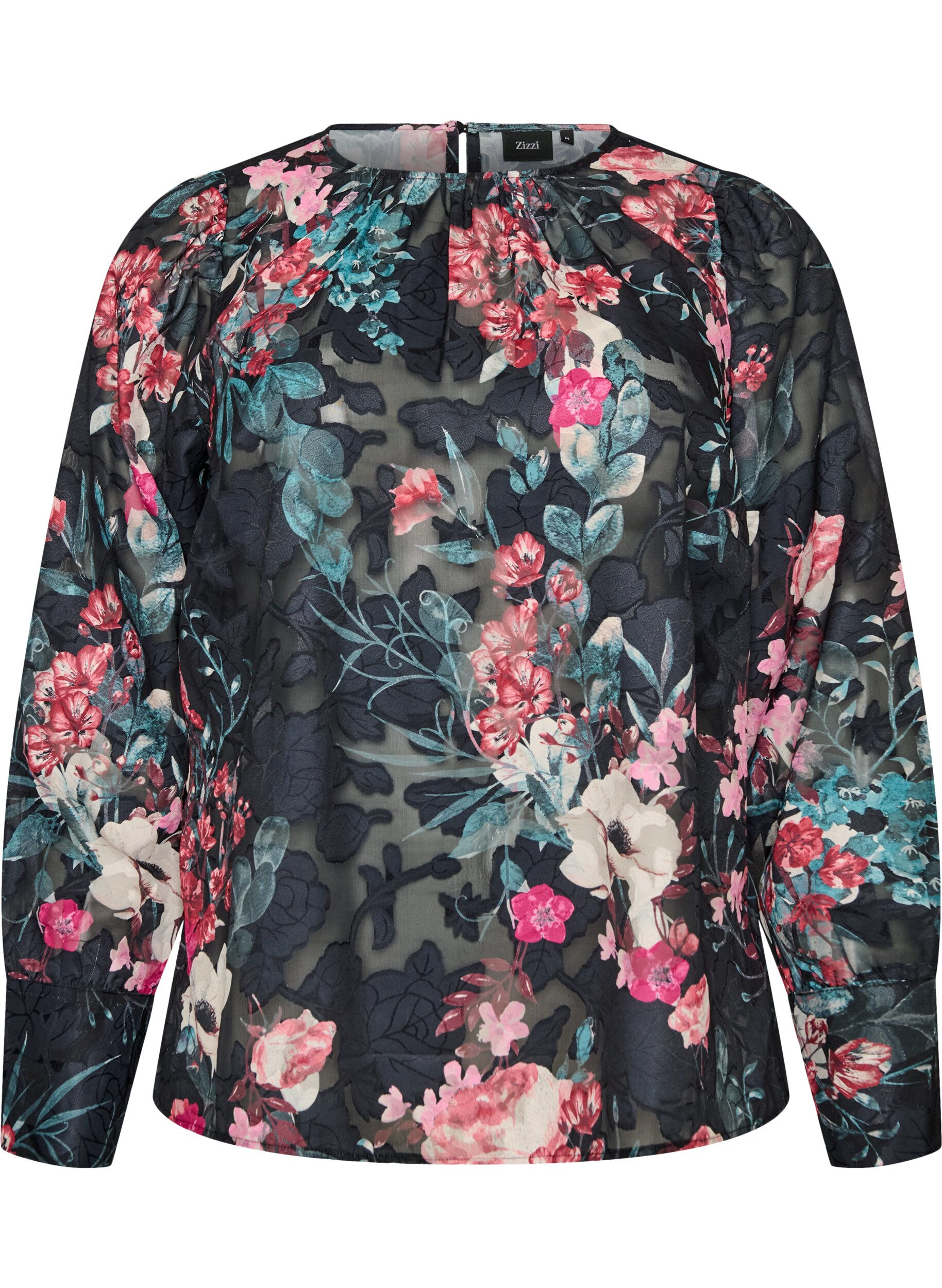 Blouse met bloemenprint en geweven textuur