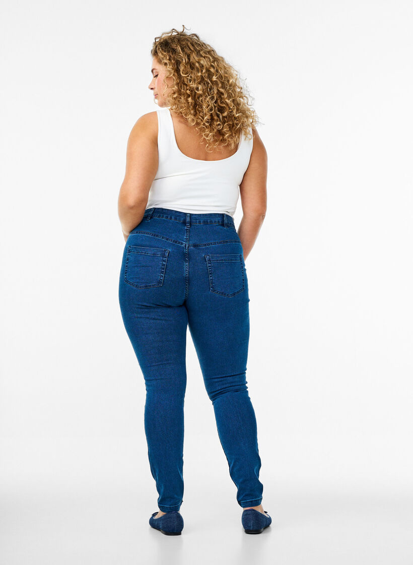 super slim fit Amy jeans met hoge taille, Blauw, Model image number 1