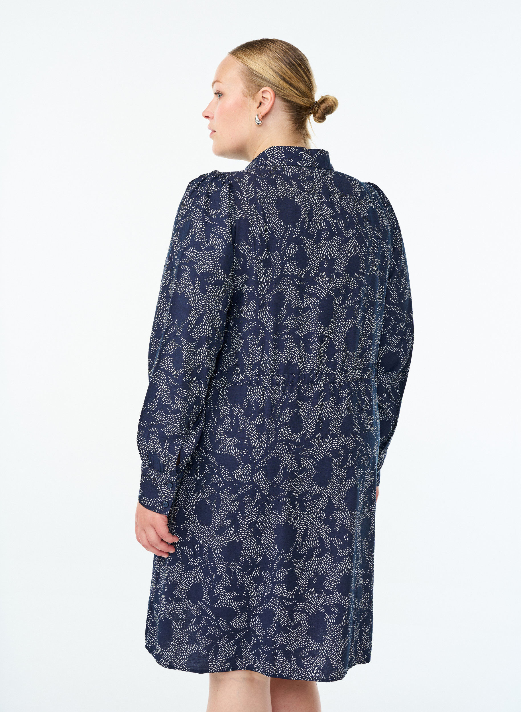 ZizziShirt jurk met strikceintuur en print, Blauw, Model image number 2