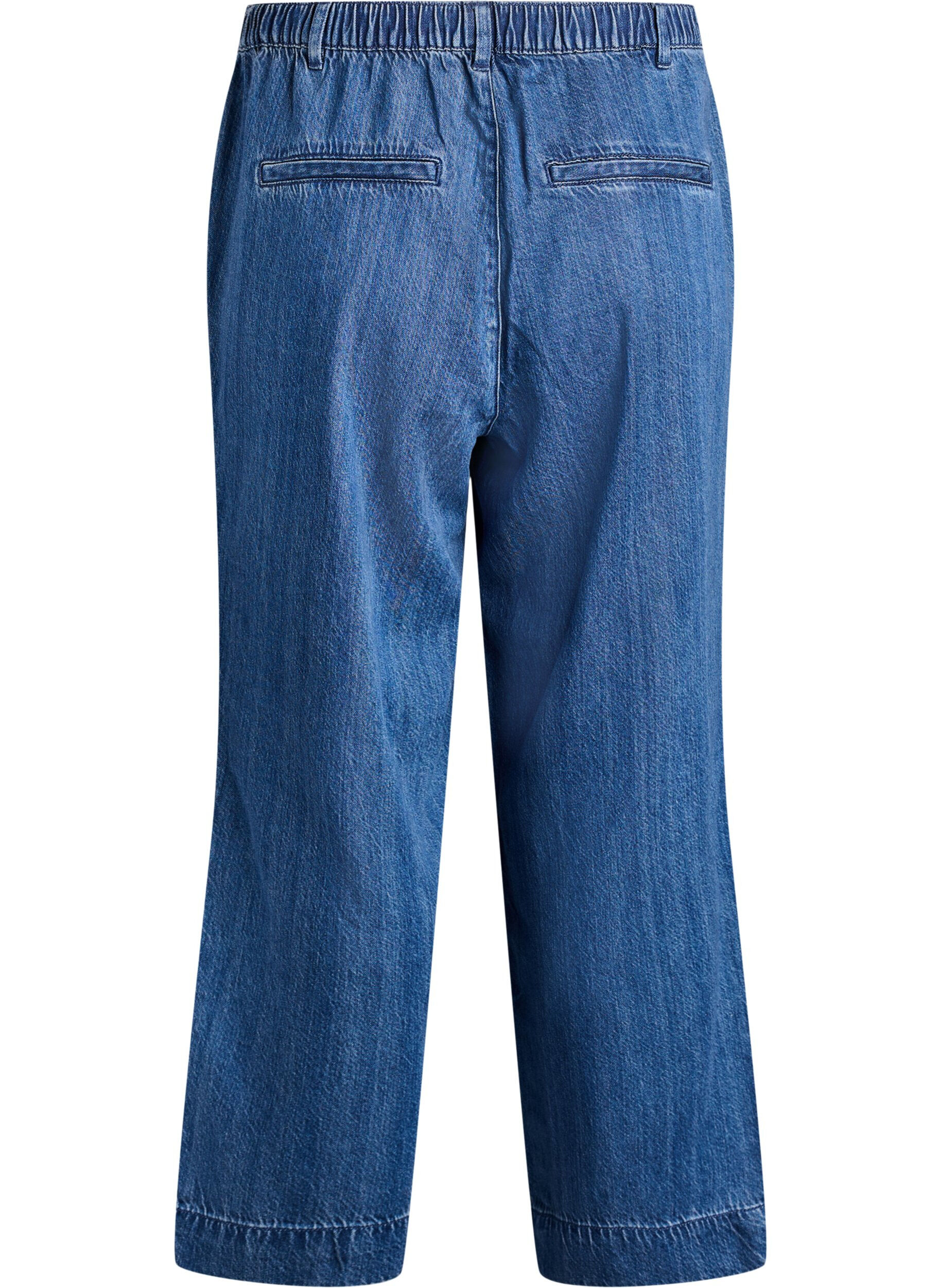 ZizziBrede jeans met een elastische tailleband, Blauw, Packshot image number 1