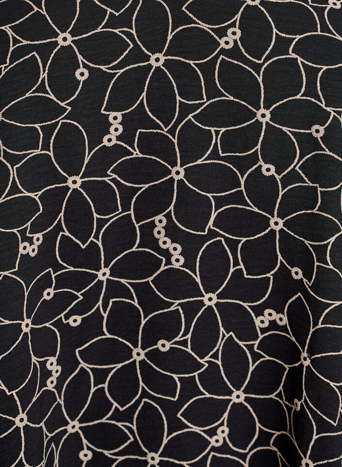 Tuniek met een geborduurd bloemenpatroon en 3/4 mouwen, Zwart, Packshot image number 2