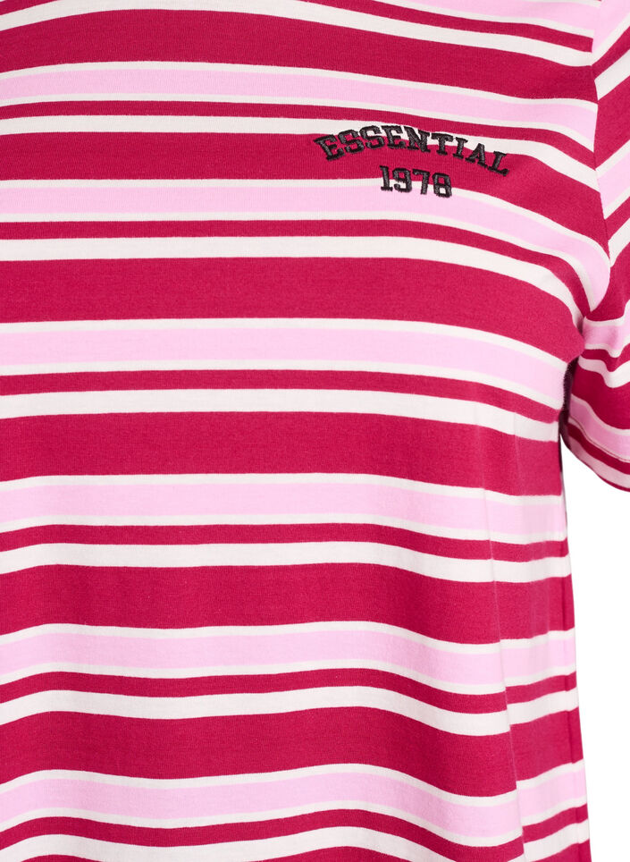Katoenen T-shirt met strepen, Roze, Packshot image number 2