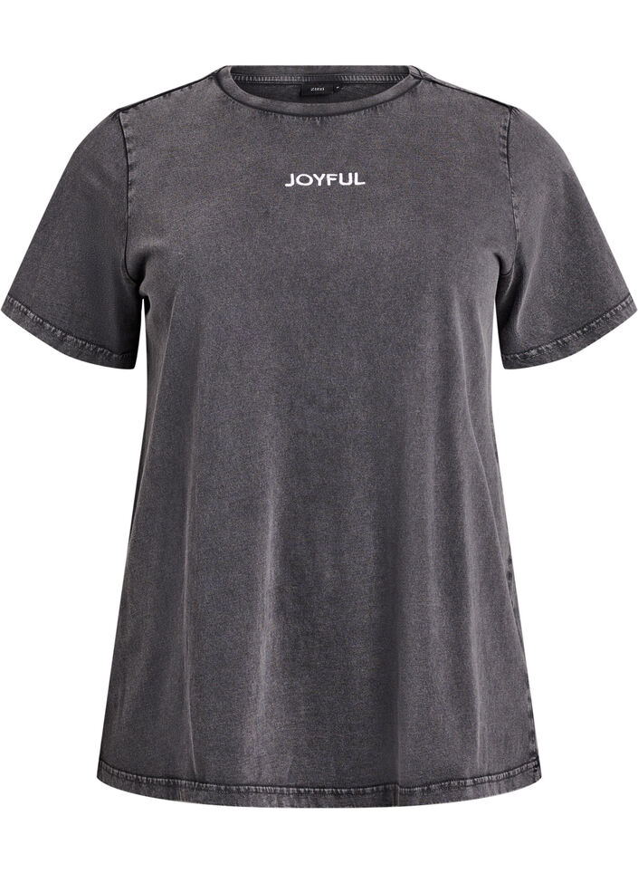 T-shirt in biologische katoen met print op de achterkant, Grijs, Packshot image number 0