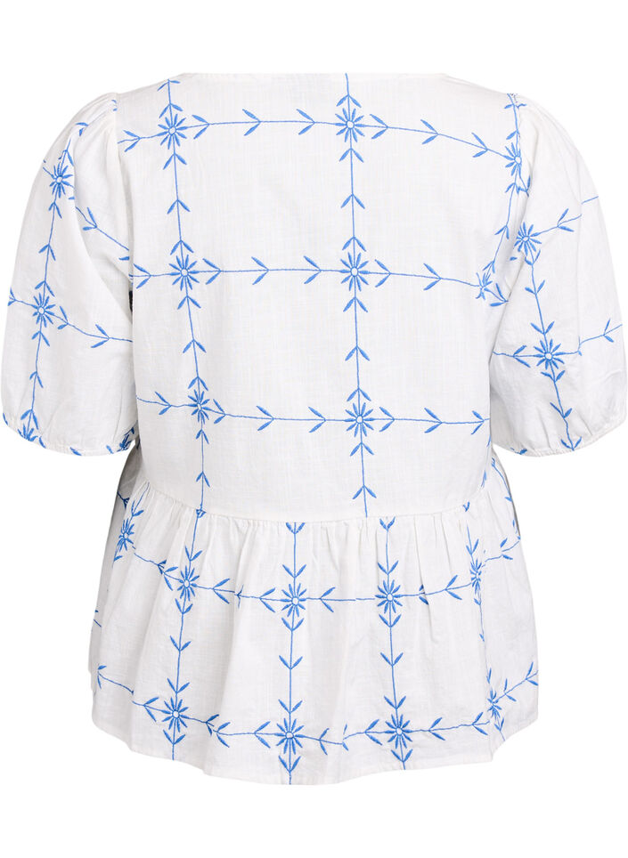 Blouse met korte mouwen, V-hals en borduurwerk, B.White Daphne Emb., Packshot