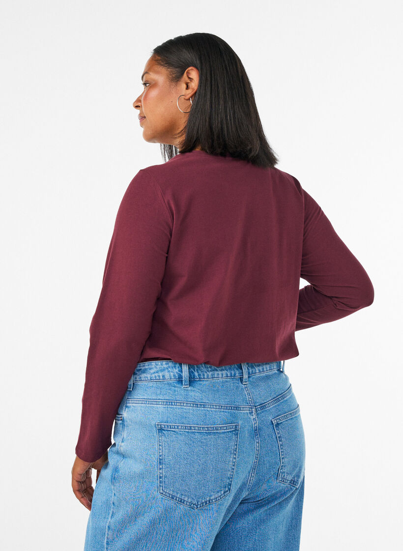 Basic jerseyblouse met lange mouwen, Rood, Model image number 2