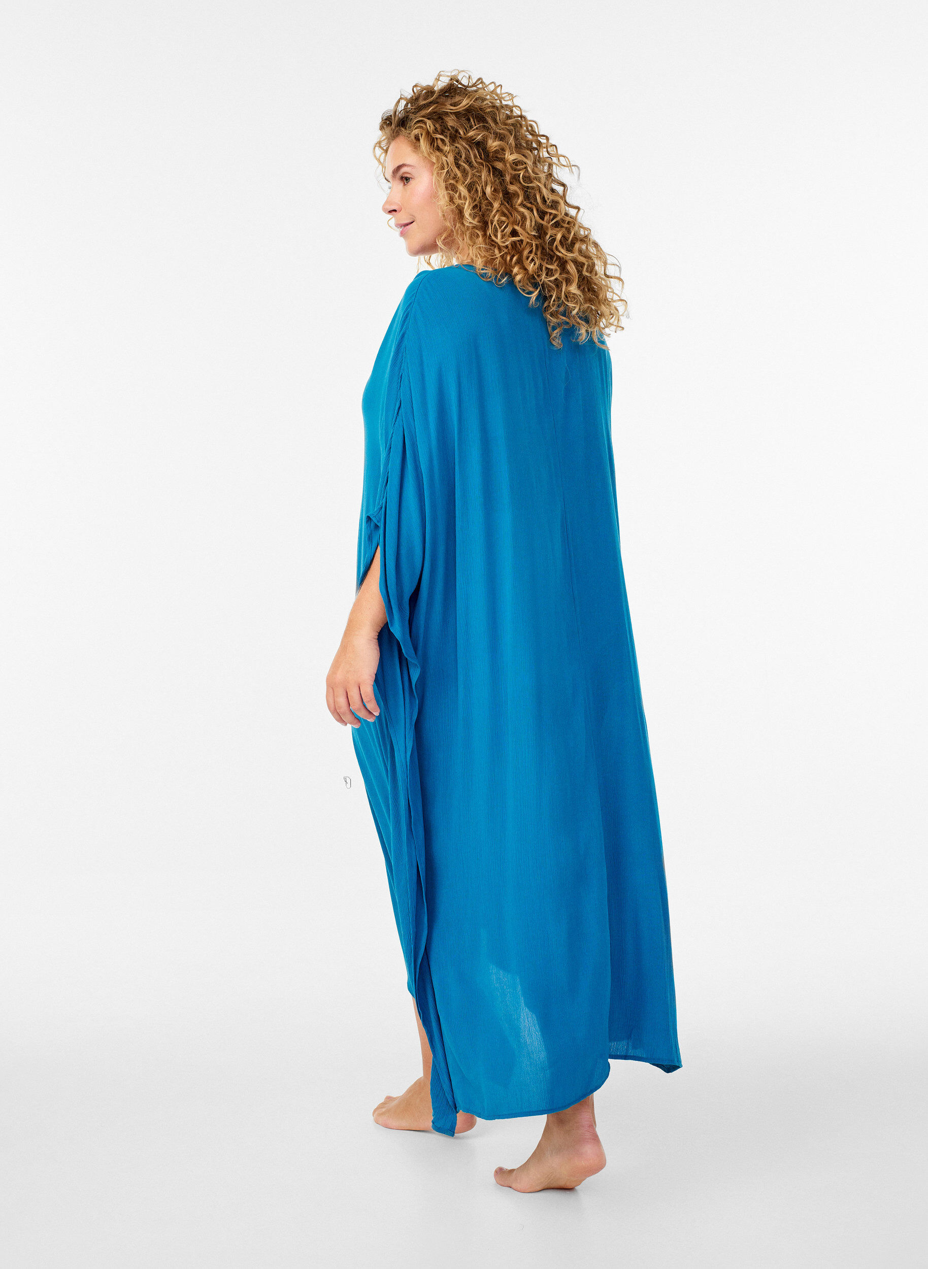 ZizziKaftan strandjurk met knopen, Blauw, Model image number 1